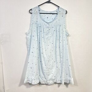 Floral Sleeveless Ruffle Nightgown‎ Blue 2X–3X Cottagecore Romantic Coquette